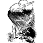 Laki-laki dalam badai Guntur vektor ilustrasi